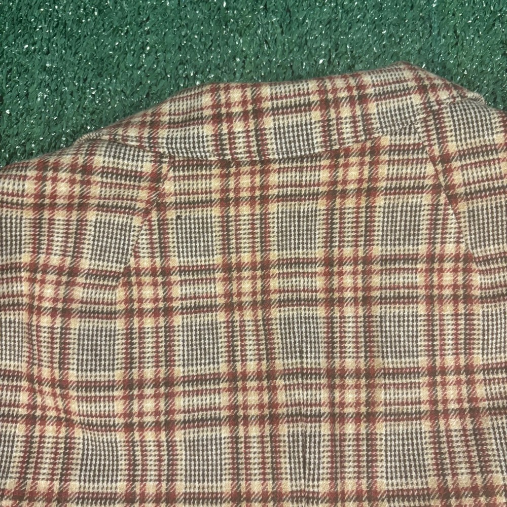 Pendleton Blazer Womens 14 Brown Red Plaid Vintage 60s Wool Fair Moth Holes - Picture 6 of 8